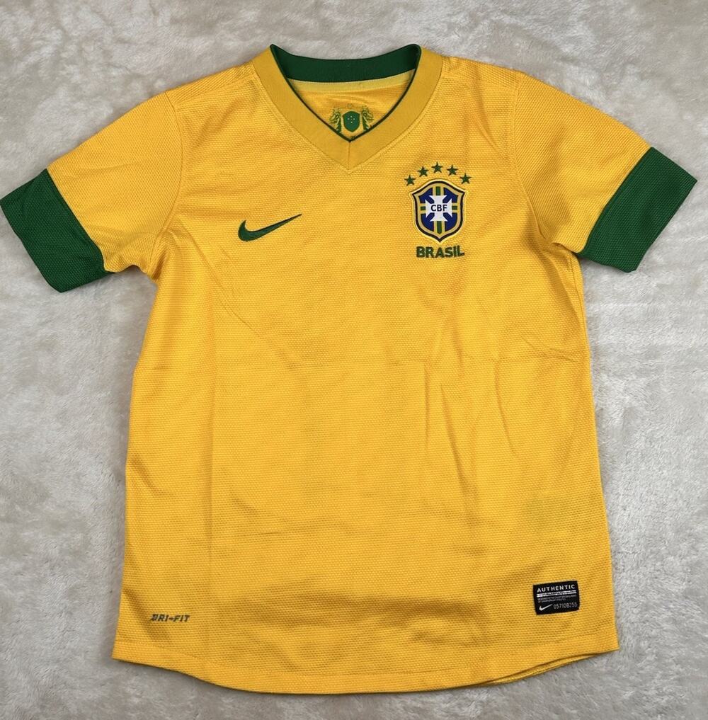 Nike Brazil Jersey Youth Sz M Yellow 447913-703 Breno #11 Dri Fit Soccer